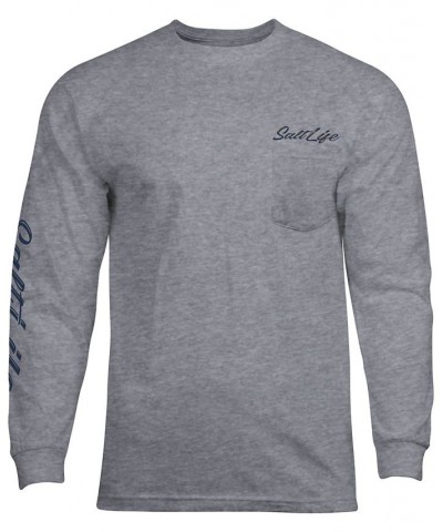 Men's Golden Hour Logo Graphic Long-Sleeve Pocket T-Shirt Gray $15.84 T-Shirts