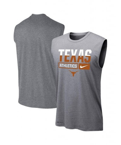 Men's Heathered Gray Texas Longhorns Wordmark Drop Legend Performance Tank Top $26.99 T-Shirts