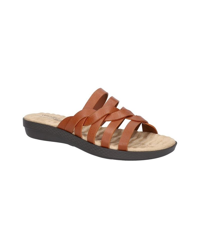 Women's Comfort Wave Sheri Slide Sandals Brown $27.95 Shoes