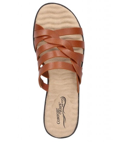 Women's Comfort Wave Sheri Slide Sandals Brown $27.95 Shoes