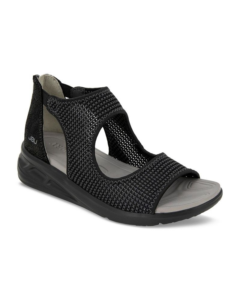 Women's Margot Sport Wedge Sandals Black $35.40 Shoes