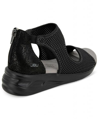 Women's Margot Sport Wedge Sandals Black $35.40 Shoes