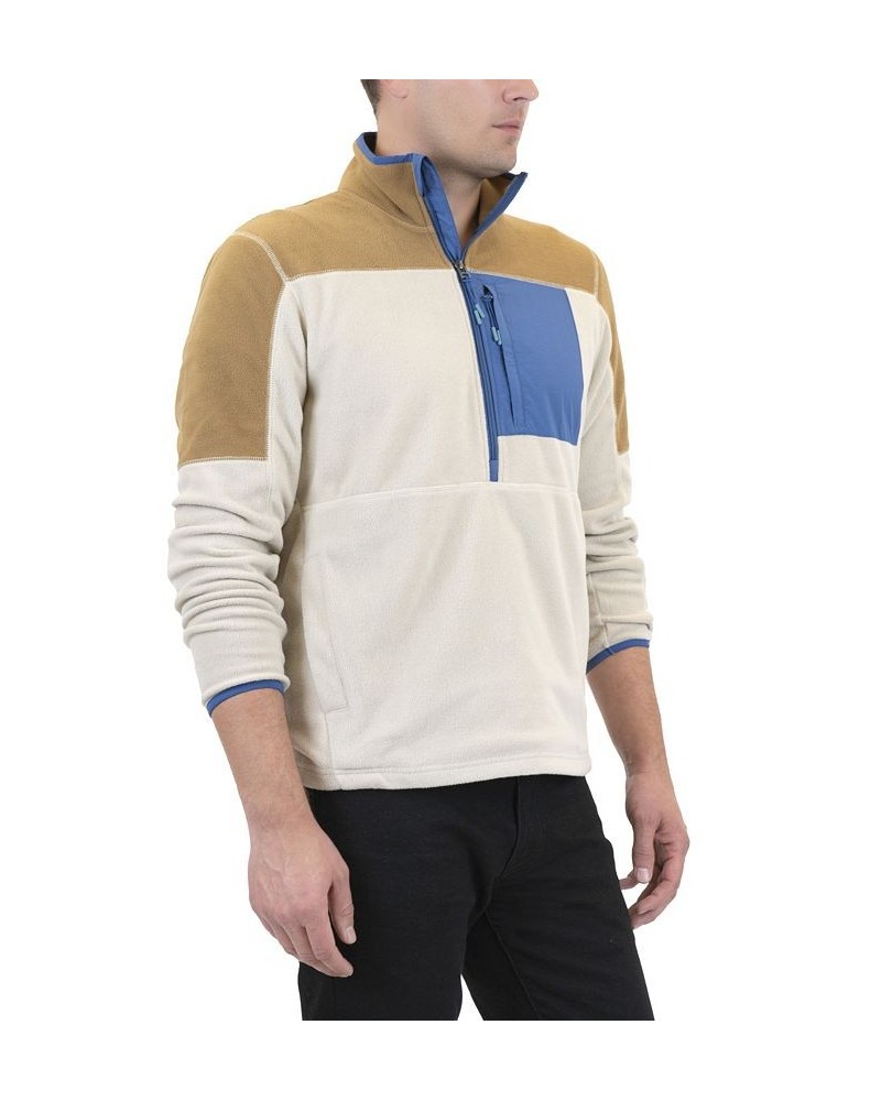 Men's Color Block Half Zip Fleece Cream,Thym $33.75 Sweaters