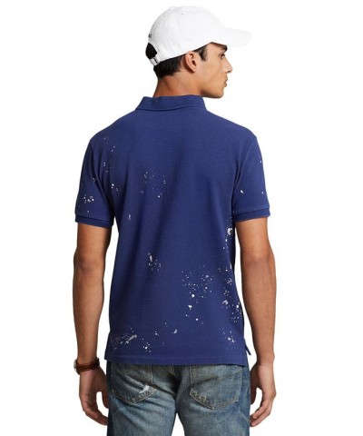 Men's Custom Slim Fit Big Pony Mesh Polo Shirt Blue $77.42 Polo Shirts