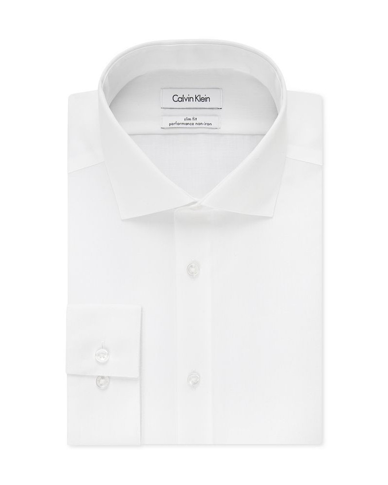 Men's Slim-Fit Non-Iron Performance Spread Collar Herringbone Dress Shirt White $22.89 Dress Shirts