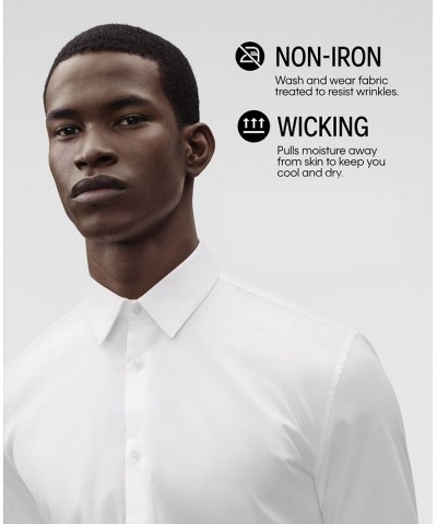 Men's Slim-Fit Non-Iron Performance Spread Collar Herringbone Dress Shirt White $22.89 Dress Shirts