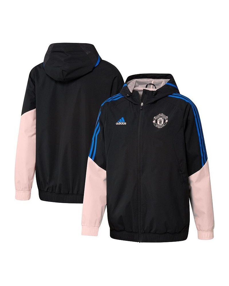 Men's Black Manchester United Training All-Weather Raglan Full-Zip Hoodie Jacket $43.20 Jackets