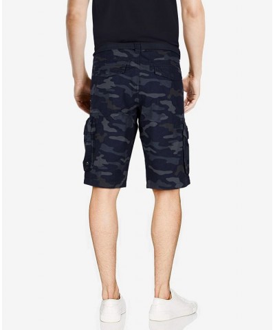 Men's Belted Double Pocket Cargo Shorts Navy Camo $22.32 Shorts