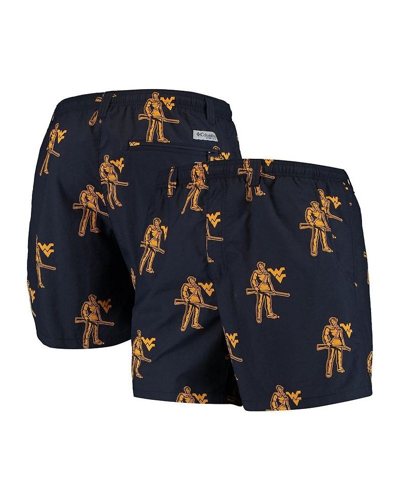 Men's Navy West Virginia Mountaineers PFG Backcast II Omni-Shade Hybrid Shorts $30.24 Shorts