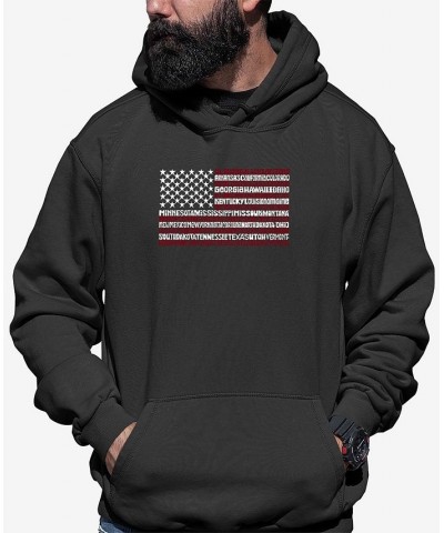 Men's 50 States USA Flag Word Art Hooded Sweatshirt Gray $30.59 Sweatshirt