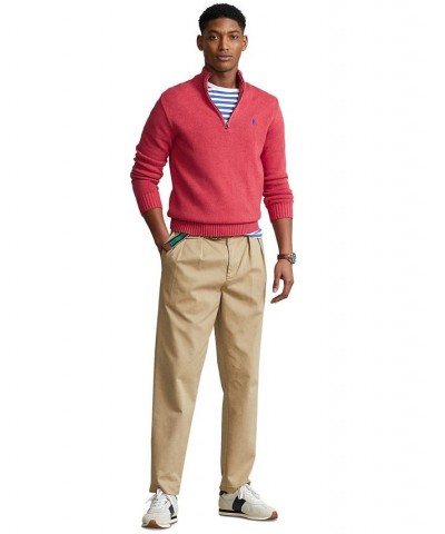 Cotton Quarter-zip Sweater Red $74.26 Sweaters