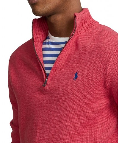 Cotton Quarter-zip Sweater Red $74.26 Sweaters