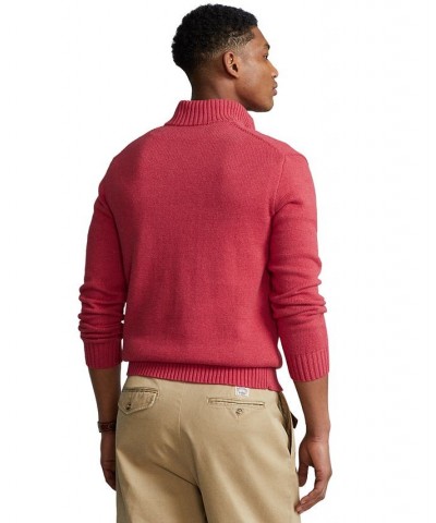 Cotton Quarter-zip Sweater Red $74.26 Sweaters