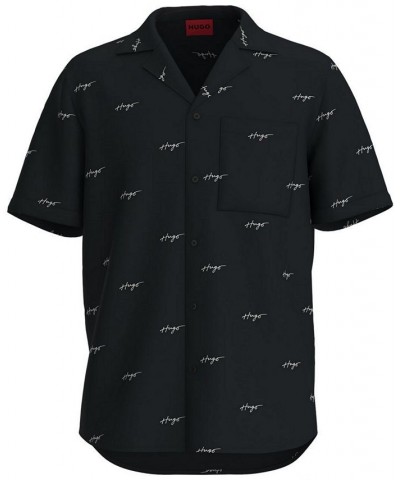 Hugo Boss Men's Ellino Relaxed-Fit Signature Logo-Print Button-Down Camp Shirt Black $53.76 Shirts