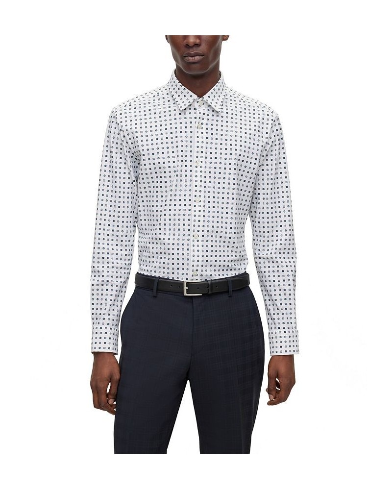 Men's Printed Stretch Jersey Slim-Fit Dress Shirt Blue $63.48 Dress Shirts