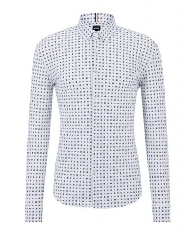 Men's Printed Stretch Jersey Slim-Fit Dress Shirt Blue $63.48 Dress Shirts