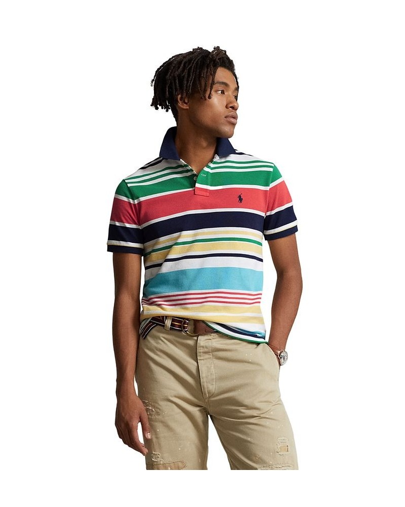 Men'a Classic-Fit Striped Mesh Polo Shirt White $41.85 Polo Shirts