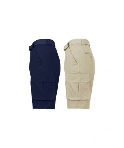 Men's Flat Front Belted Cotton Cargo Shorts, Pack of 2 Navy-Khaki $24.96 Shorts