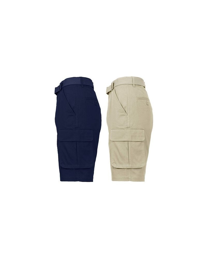 Men's Flat Front Belted Cotton Cargo Shorts, Pack of 2 Navy-Khaki $24.96 Shorts