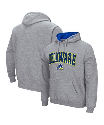 Men's Heathered Gray Delaware Fightin' Blue Hens Arch and Logo 3.0 Pullover Hoodie $24.75 Sweatshirt