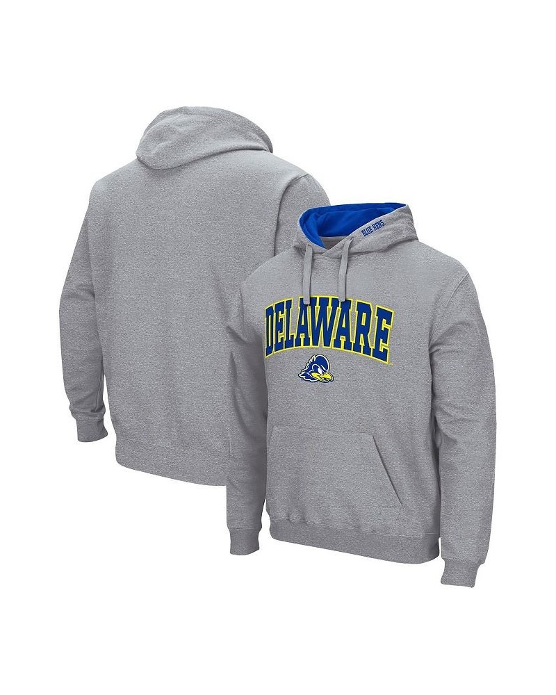 Men's Heathered Gray Delaware Fightin' Blue Hens Arch and Logo 3.0 Pullover Hoodie $24.75 Sweatshirt