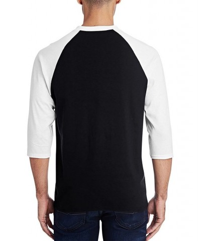 Men's Raglan Baseball 3/4 Sleeve Peeking Dog Word Art T-shirt Black, White $18.00 T-Shirts