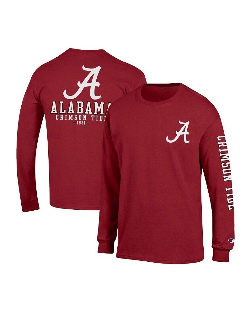 Men's Crimson Alabama Crimson Tide Team Stack 3-Hit Long Sleeve T-shirt $23.00 T-Shirts