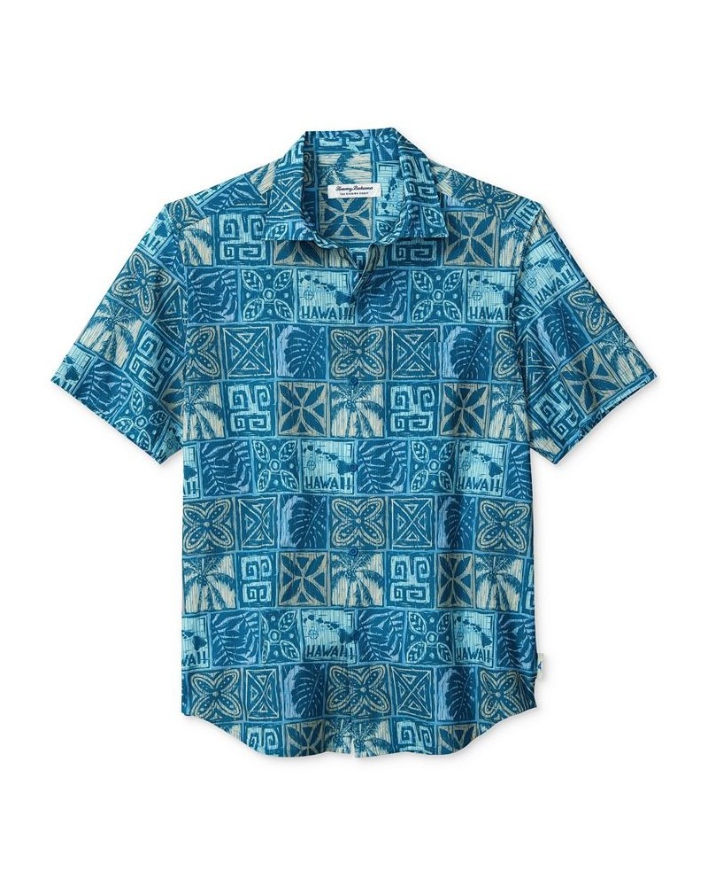 Men's Coast Palm Tiles Shirt Blue $59.34 Shirts