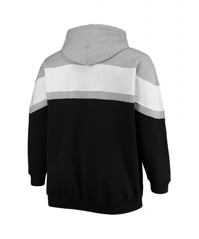 Men's Branded Heathered Gray, Black Brooklyn Nets Big and Tall Colorblock Wordmark Tripod Full-Zip Hoodie $33.75 Sweatshirt