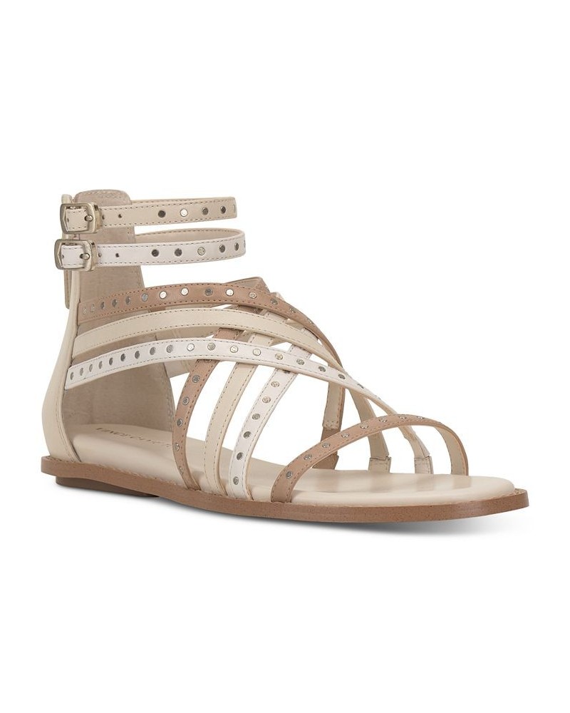 Dirrazo Studded Strappy Flat Sandals White $57.60 Shoes