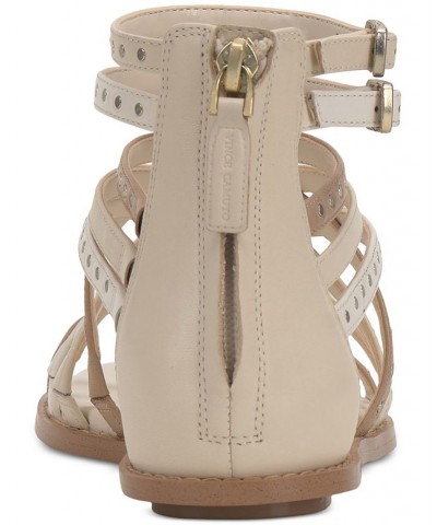 Dirrazo Studded Strappy Flat Sandals White $57.60 Shoes