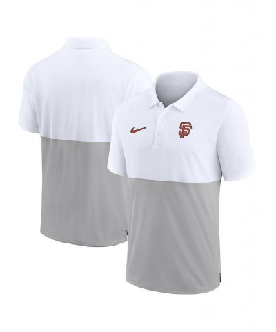 Men's White, Silver San Francisco Giants Team Baseline Striped Performance Polo Shirt $43.19 Polo Shirts