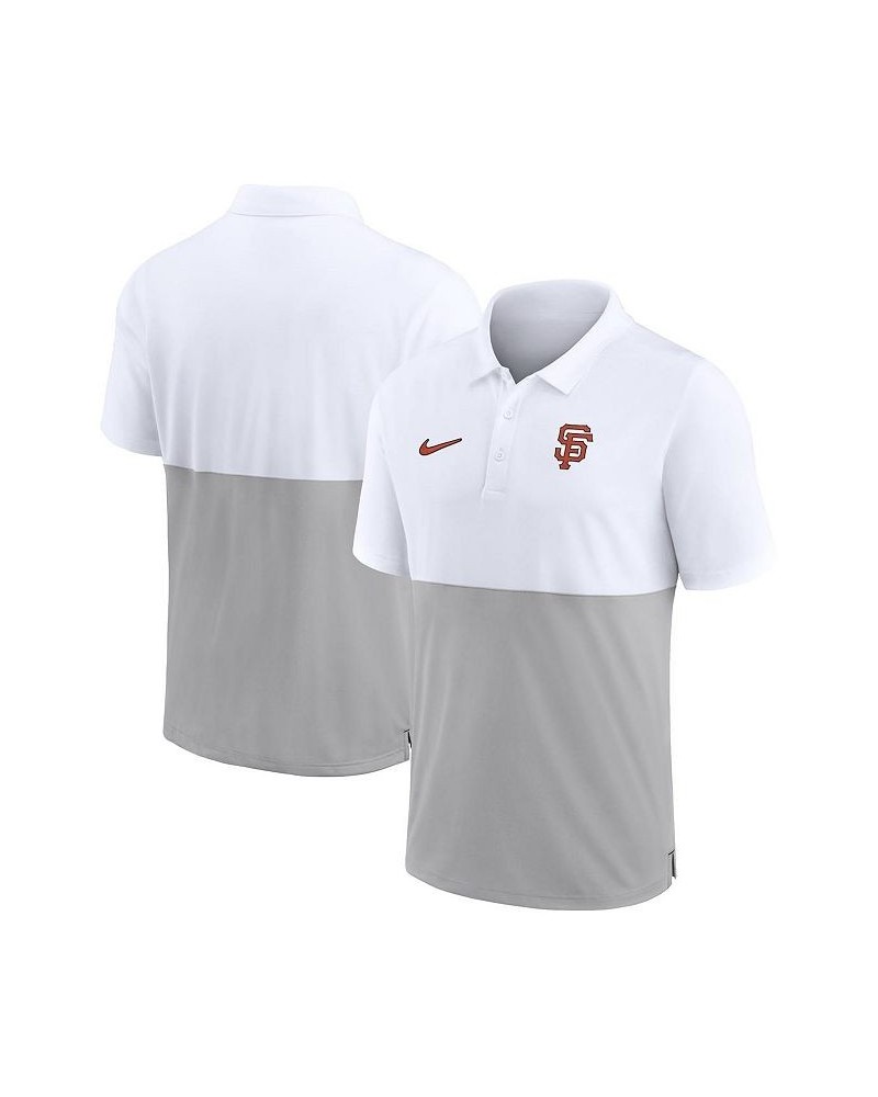 Men's White, Silver San Francisco Giants Team Baseline Striped Performance Polo Shirt $43.19 Polo Shirts