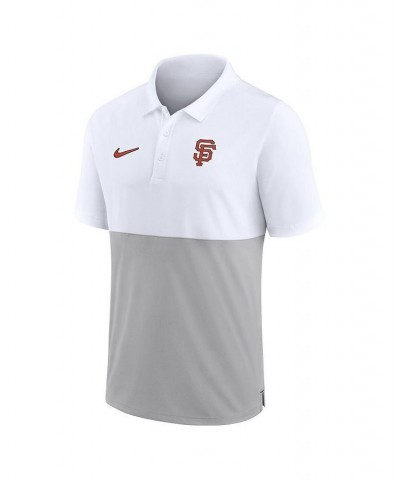 Men's White, Silver San Francisco Giants Team Baseline Striped Performance Polo Shirt $43.19 Polo Shirts