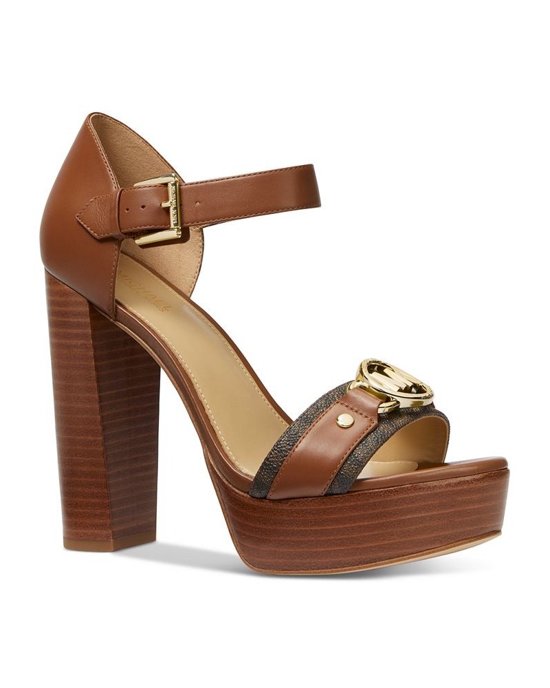 Women's Rory Ankle-Strap Platform Dress Sandals Brown $84.00 Shoes