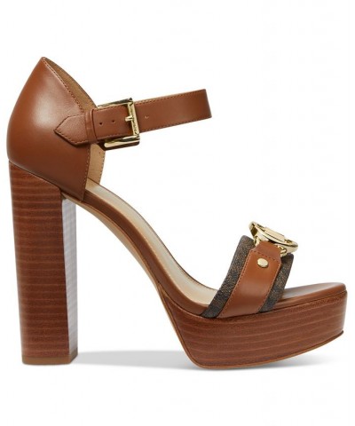 Women's Rory Ankle-Strap Platform Dress Sandals Brown $84.00 Shoes