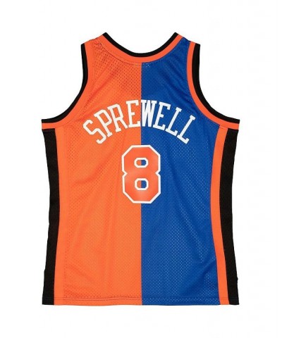 Men's Latrell Sprewell Blue, Orange New York Knicks Hardwood Classics 1998-99 Split Swingman Jersey $37.74 Jersey