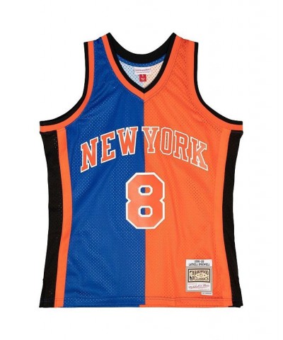 Men's Latrell Sprewell Blue, Orange New York Knicks Hardwood Classics 1998-99 Split Swingman Jersey $37.74 Jersey