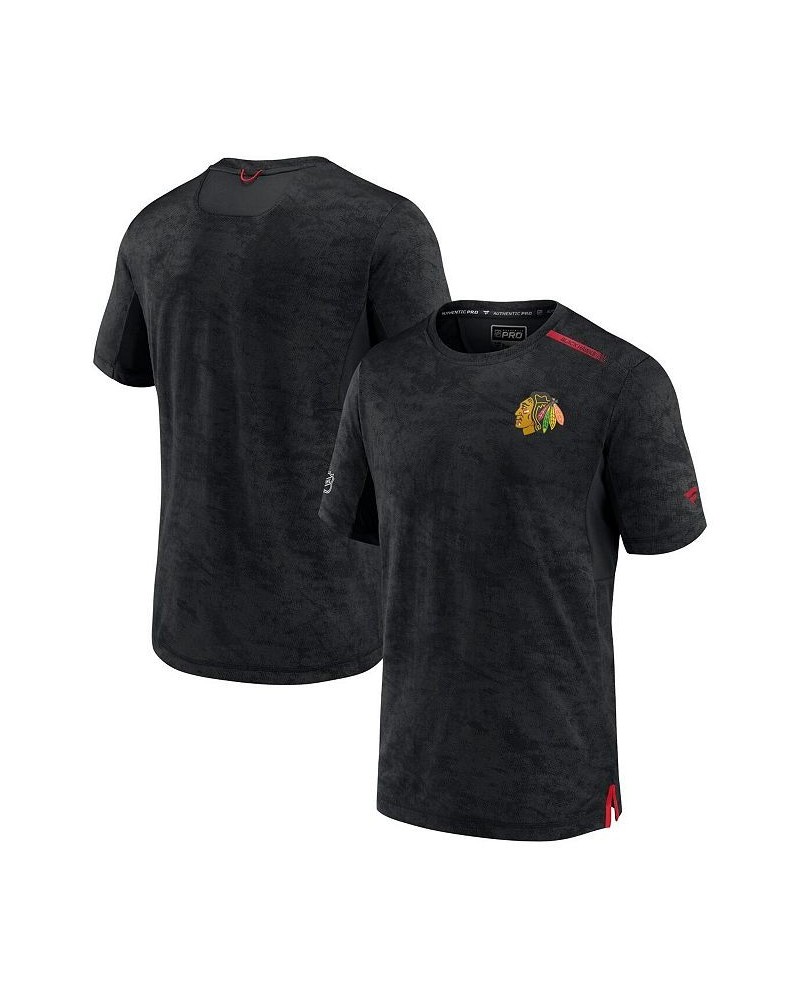 Men's Branded Black Chicago Blackhawks Authentic Pro Rink Premium Camo T-shirt $32.20 T-Shirts