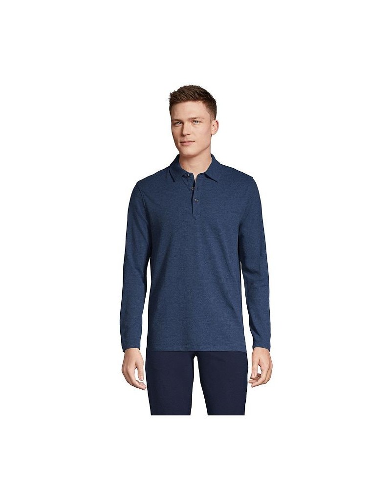 Men's Long Sleeve Coolmax Mesh Polo Blue $33.56 Polo Shirts