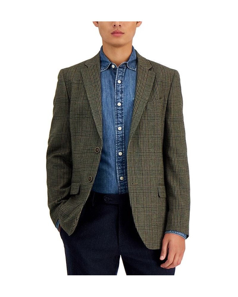 Men's Modern-Fit Plaid Tweed Sport Coat Green $39.68 Blazers