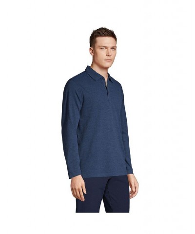 Men's Long Sleeve Coolmax Mesh Polo Blue $33.56 Polo Shirts