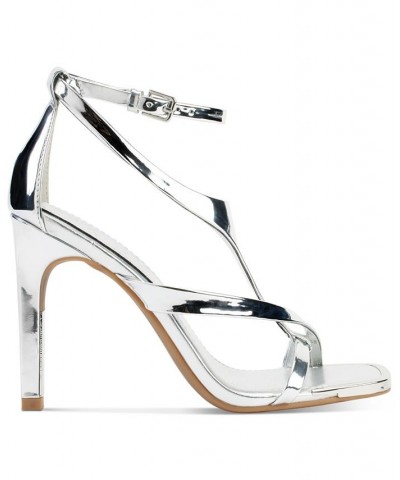 Women's Audrey Ankle-Strap Dress Sandals Silver $48.00 Shoes