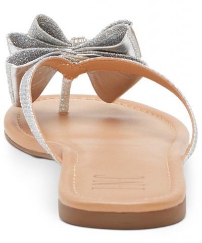 Women's Mabae Bow Flat Sandals Silver $24.99 Shoes