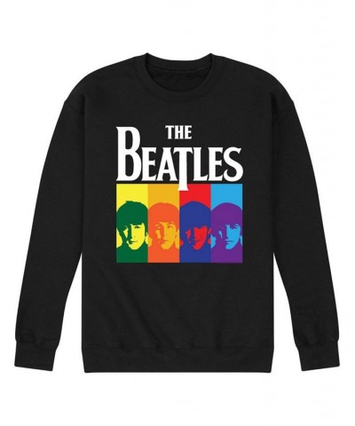 Men's The Beatles Group Faces Fleece Sweatshirt Black $28.04 Sweatshirt
