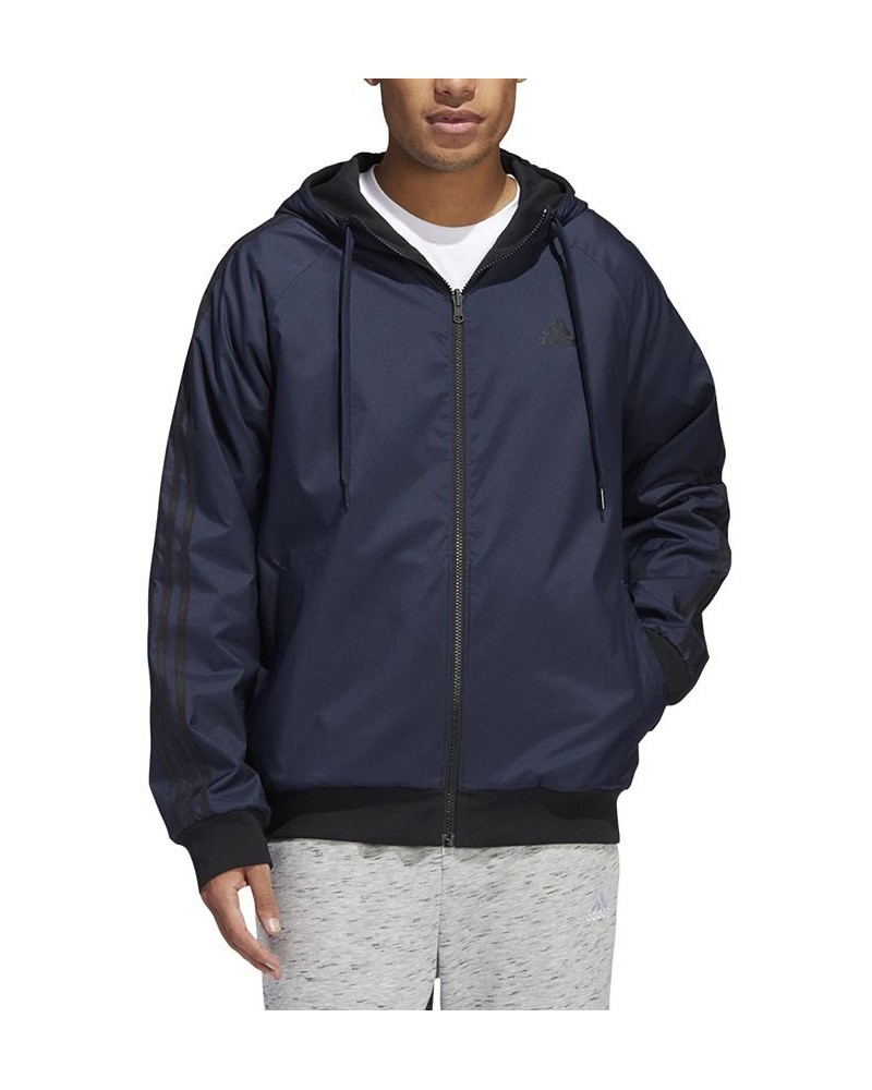 Men's Balance Reversible Stripe Logo Jacket Blue $36.40 Jackets