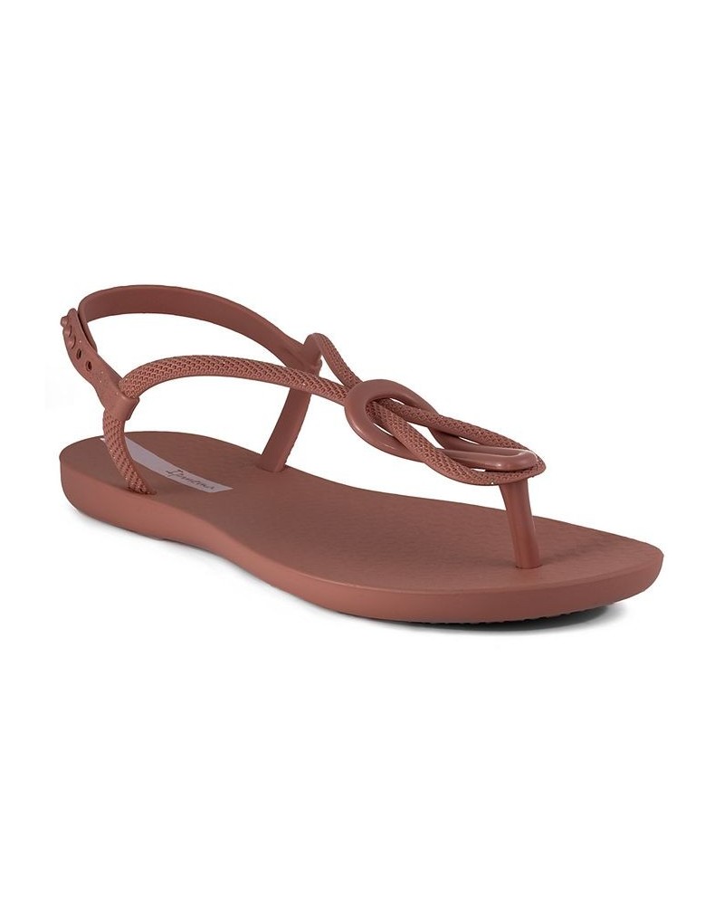 Women's Trendy T-strap Flat Sandals Pink $28.32 Shoes