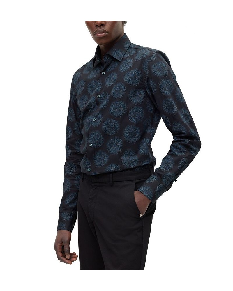 BOSS Men's Printed Stretch-Cotton Poplin Slim-Fit Shirt Multi $56.24 Shirts