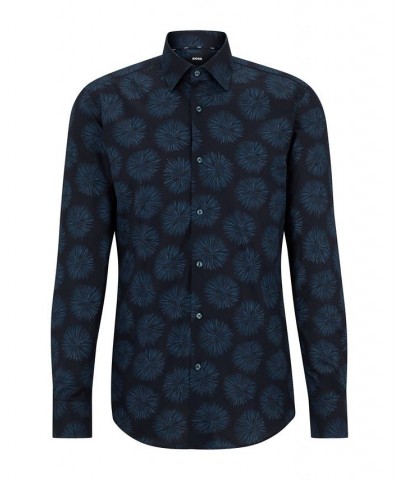 BOSS Men's Printed Stretch-Cotton Poplin Slim-Fit Shirt Multi $56.24 Shirts