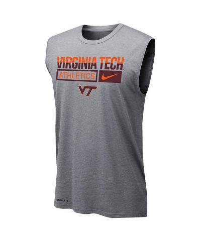 Men's Heathered Gray Virginia Tech Hokies Wordmark Drop Legend Performance Tank Top $28.49 T-Shirts